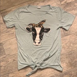Heifer short sleeve tie front tee